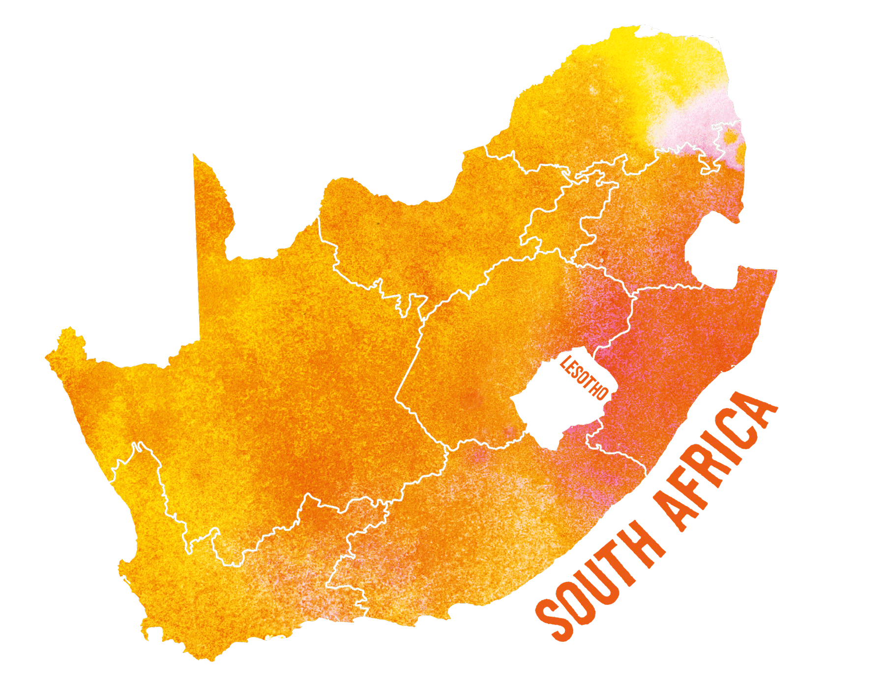 Landkarte von Südafrika und Lesotho