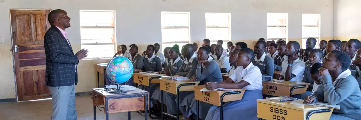 A class at St. Ignatius Secondary School taking geography lessons