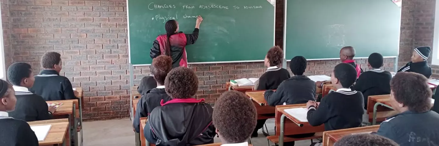 Teaching class at Ekuphumleni Secondary School in Whittlesea, South Africa
