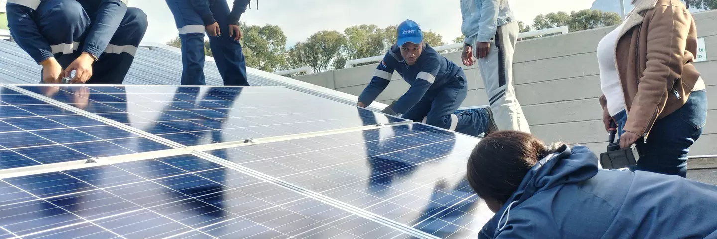 Unemployed young people being trained as solar-energy technicians at Life Choices in Cape Town, South Africa.