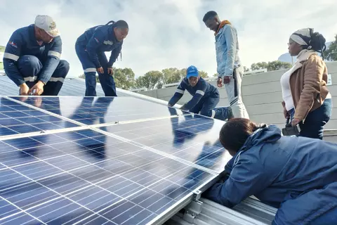 Unemployed young people being trained as solar-energy technicians at Life Choices in Cape Town, South Africa.