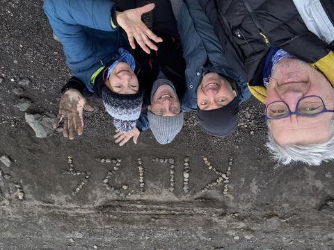 Four mountaineers from Karlsruhe at the summit of Kilimanjaro