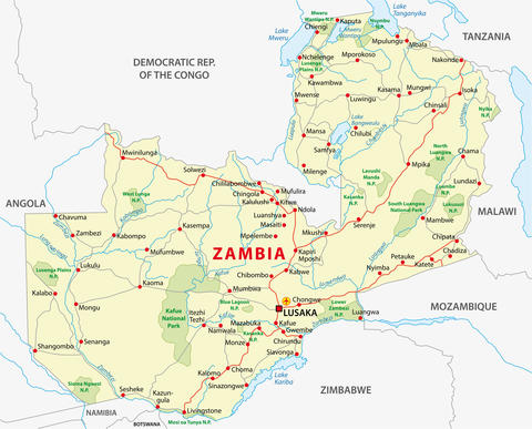 Landkarte von Sambia