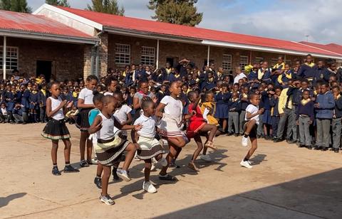 Learners at Bongolethu Primary School performing a dance