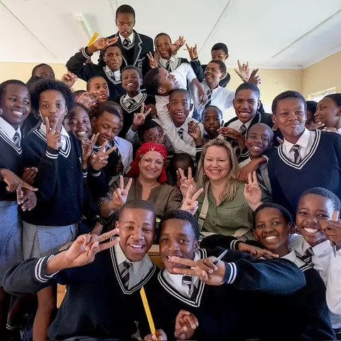 Students at Ekuphumleni Secondary School in South Africa